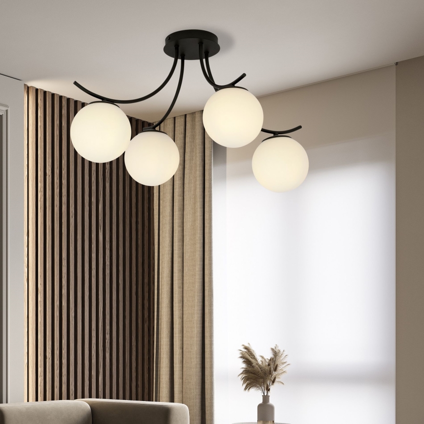 Lampadario a plafone BOSTON 4xE14/10W/230V nero