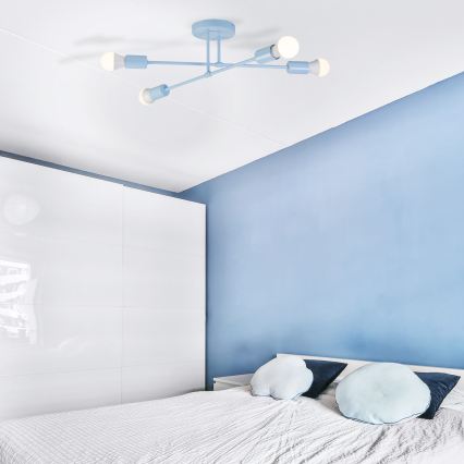 Lampadario a plafone CAMBRIDGE 4xE27/15W/230V blu