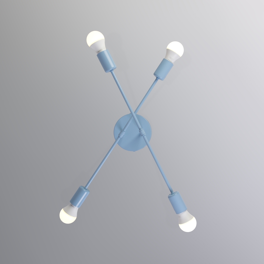Lampadario a plafone CAMBRIDGE 4xE27/15W/230V blu