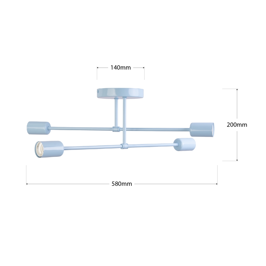 Lampadario a plafone CAMBRIDGE 4xE27/15W/230V blu