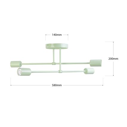 Lampadario a plafone CAMBRIDGE 4xE27/15W/230V verde