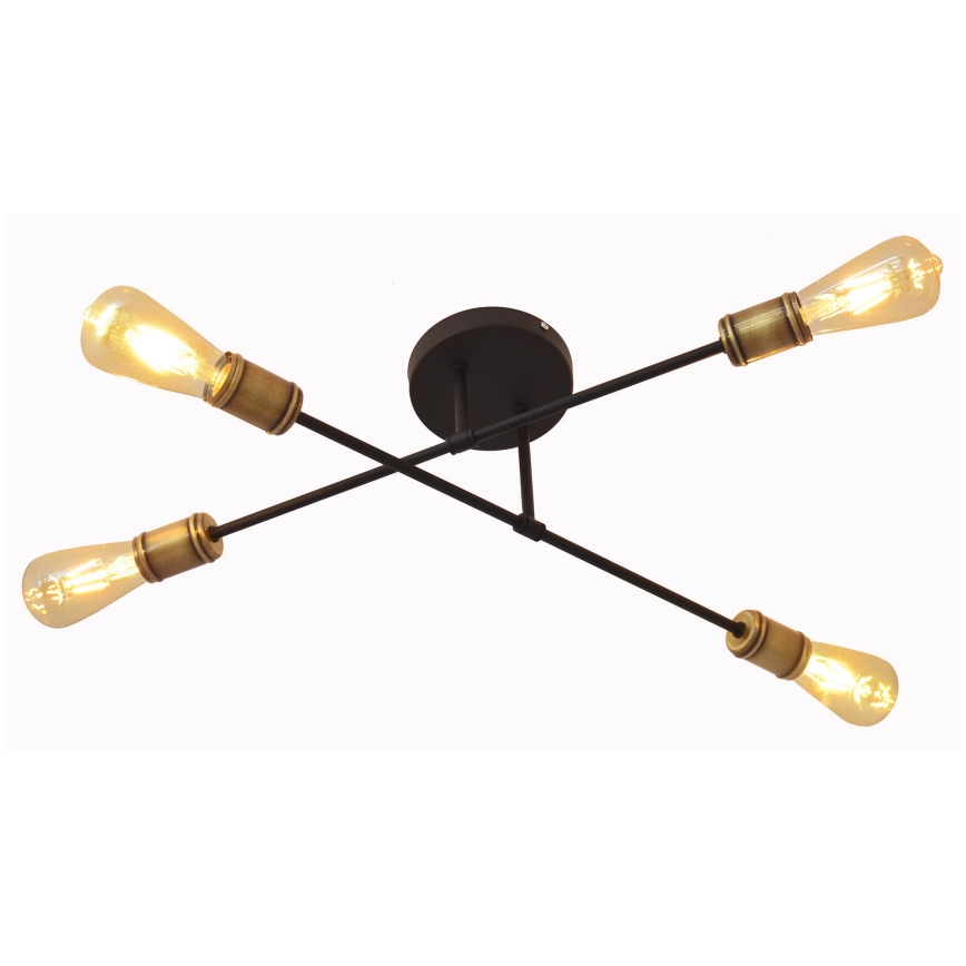 Lampadario a plafone CAMBRIDGE 4xE27/20W/230V nero/oro