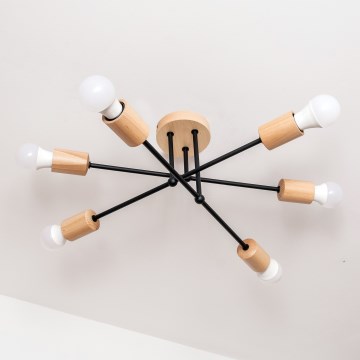 Lampadario a plafone CAMBRIDGE 6xE27/15W/230V in pino