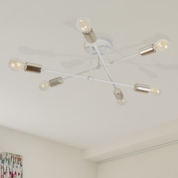 Lampadario a plafone CAMBRIDGE 6xE27/15W/230V ottone/bianco