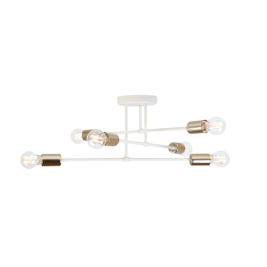 Lampadario a plafone CAMBRIDGE 6xE27/15W/230V ottone/bianco