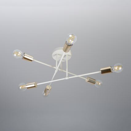 Lampadario a plafone CAMBRIDGE 6xE27/15W/230V ottone/bianco