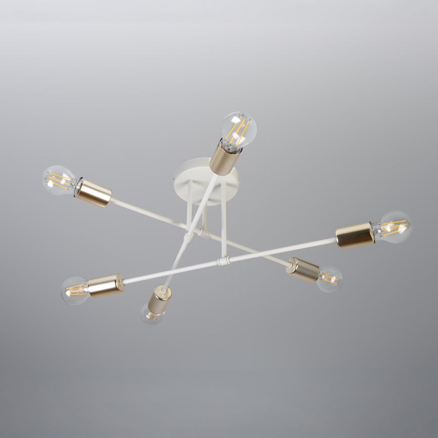 Lampadario a plafone CAMBRIDGE 6xE27/15W/230V ottone/bianco