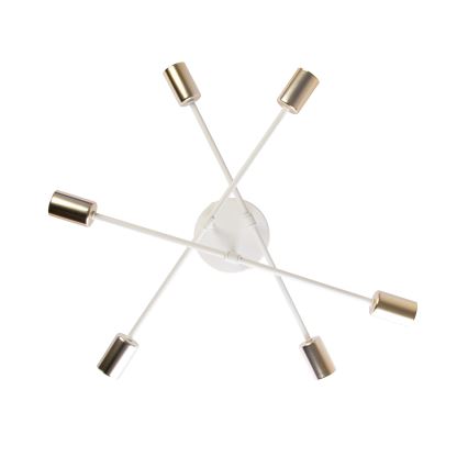 Lampadario a plafone CAMBRIDGE 6xE27/15W/230V ottone/bianco
