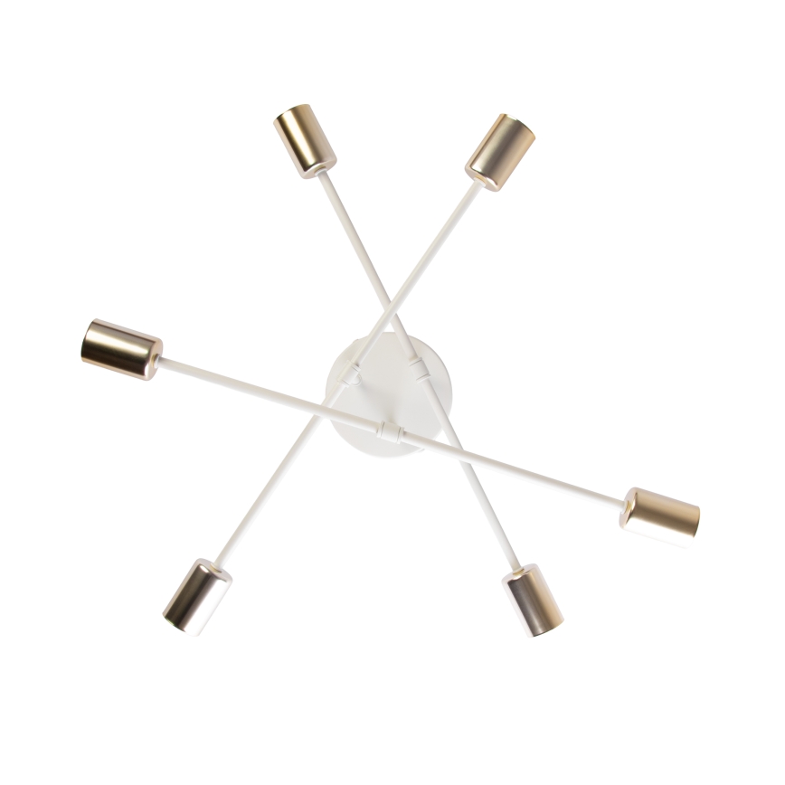 Lampadario a plafone CAMBRIDGE 6xE27/15W/230V ottone/bianco