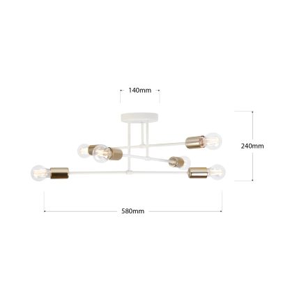 Lampadario a plafone CAMBRIDGE 6xE27/15W/230V ottone/bianco