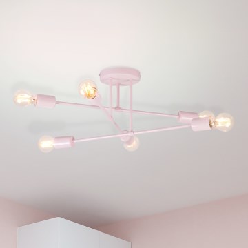 Lampadario a plafone CAMBRIDGE 6xE27/15W/230V rosa