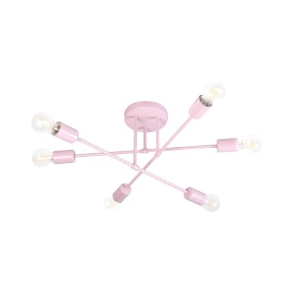 Lampadario a plafone CAMBRIDGE 6xE27/15W/230V rosa