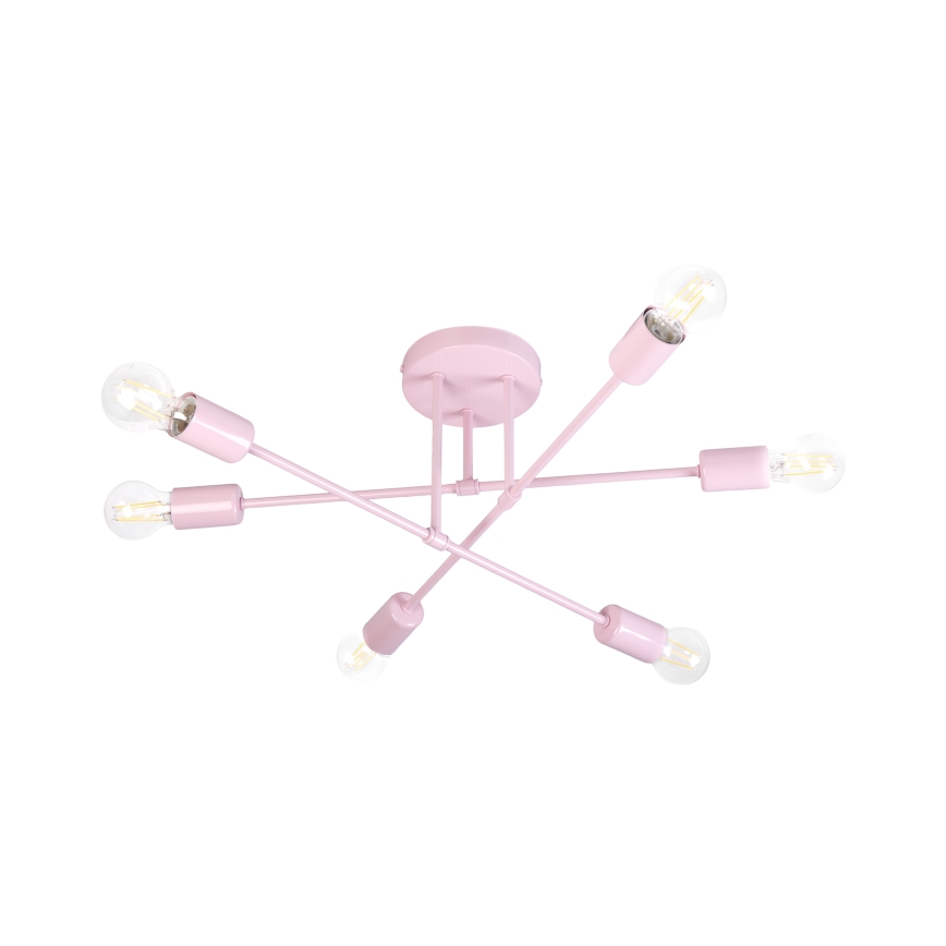 Lampadario a plafone CAMBRIDGE 6xE27/15W/230V rosa