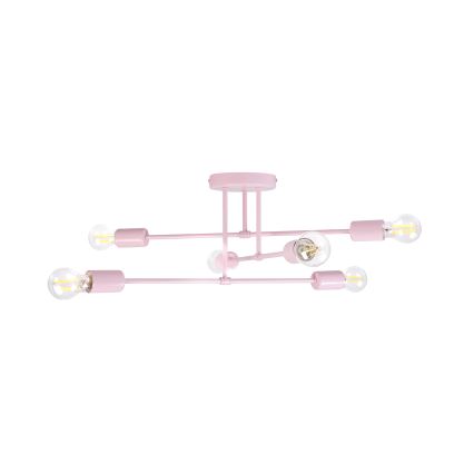 Lampadario a plafone CAMBRIDGE 6xE27/15W/230V rosa