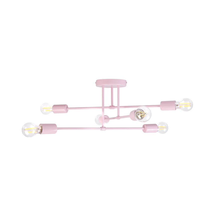 Lampadario a plafone CAMBRIDGE 6xE27/15W/230V rosa
