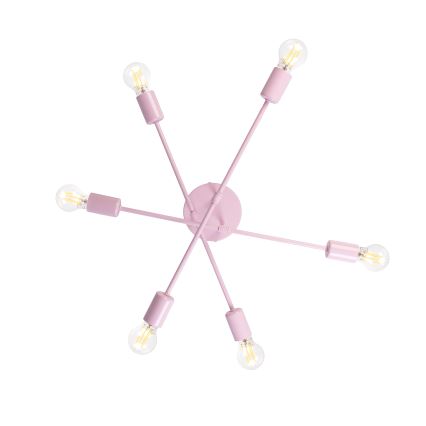 Lampadario a plafone CAMBRIDGE 6xE27/15W/230V rosa