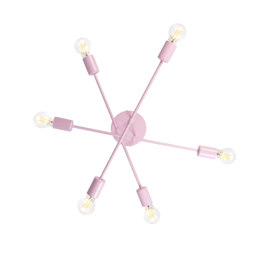Lampadario a plafone CAMBRIDGE 6xE27/15W/230V rosa