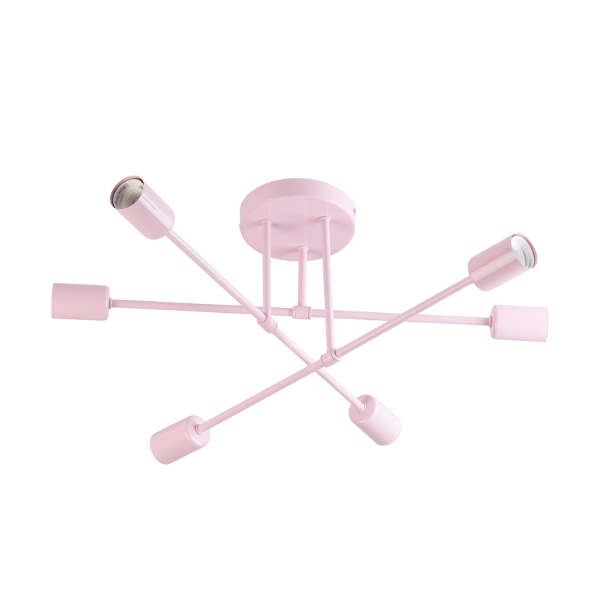 Lampadario a plafone CAMBRIDGE 6xE27/15W/230V rosa