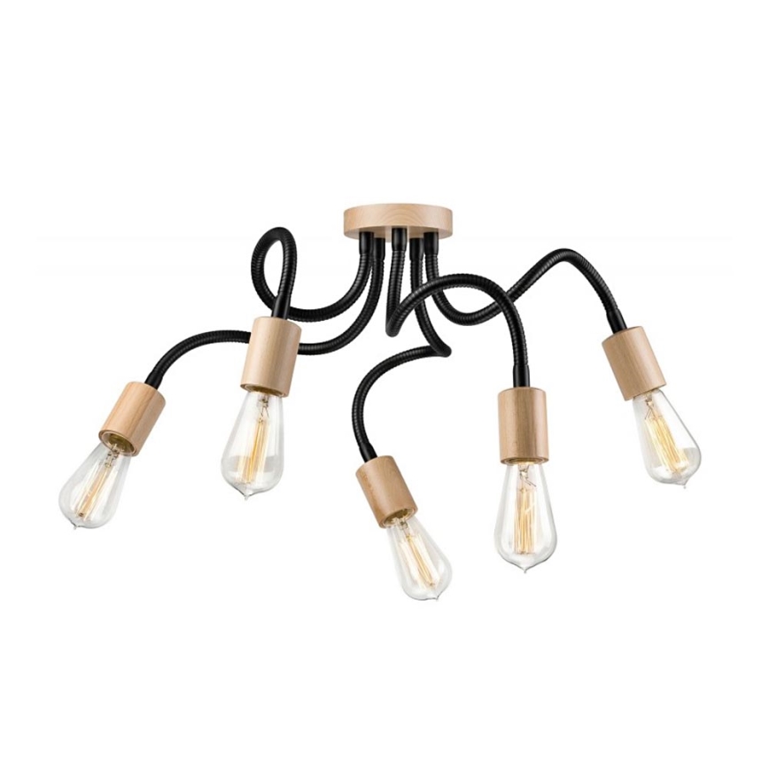 Lampadario a plafone CAMERON 5xE27/60W/230V faggio