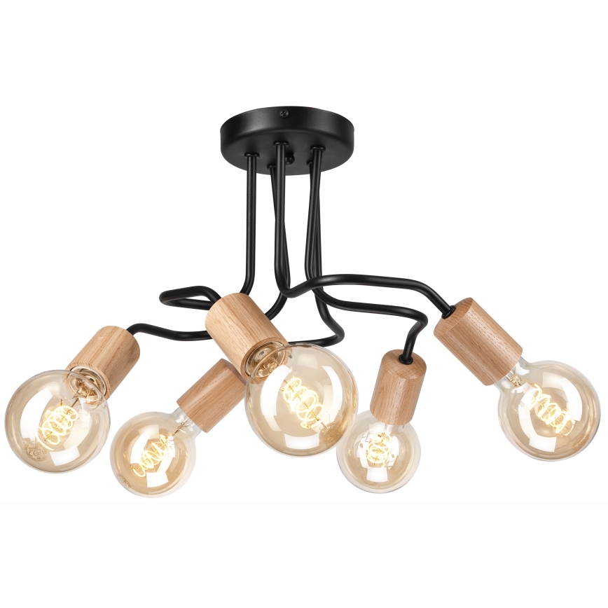 Lampadario a plafone CONOR 5xE27/60W/230V quercia/nero