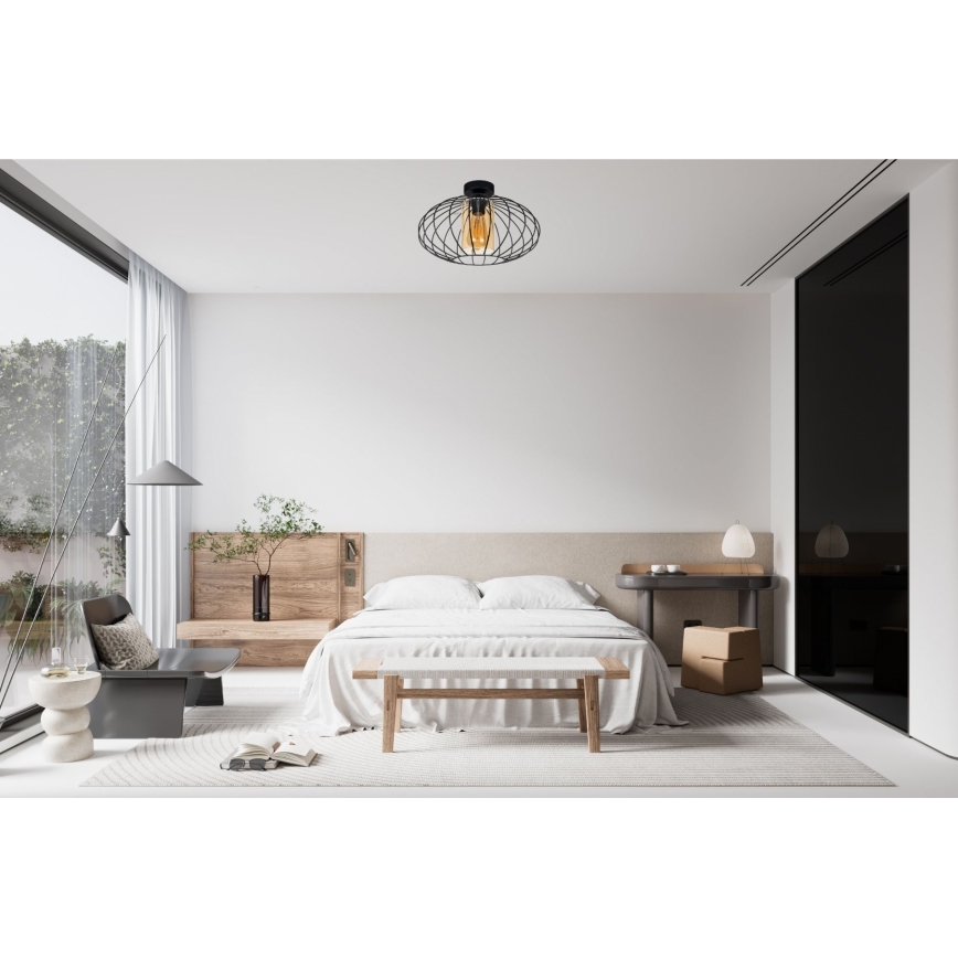 Lampadario a plafone CORRINI 1xE27/60W/230V diametro 34 cm nero/beige