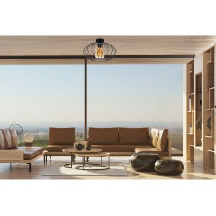 Lampadario a plafone CORRINI 1xE27/60W/230V diametro 34 cm nero/beige