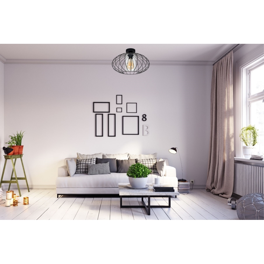 Lampadario a plafone CORRINI 1xE27/60W/230V diametro 34 cm nero/limpido