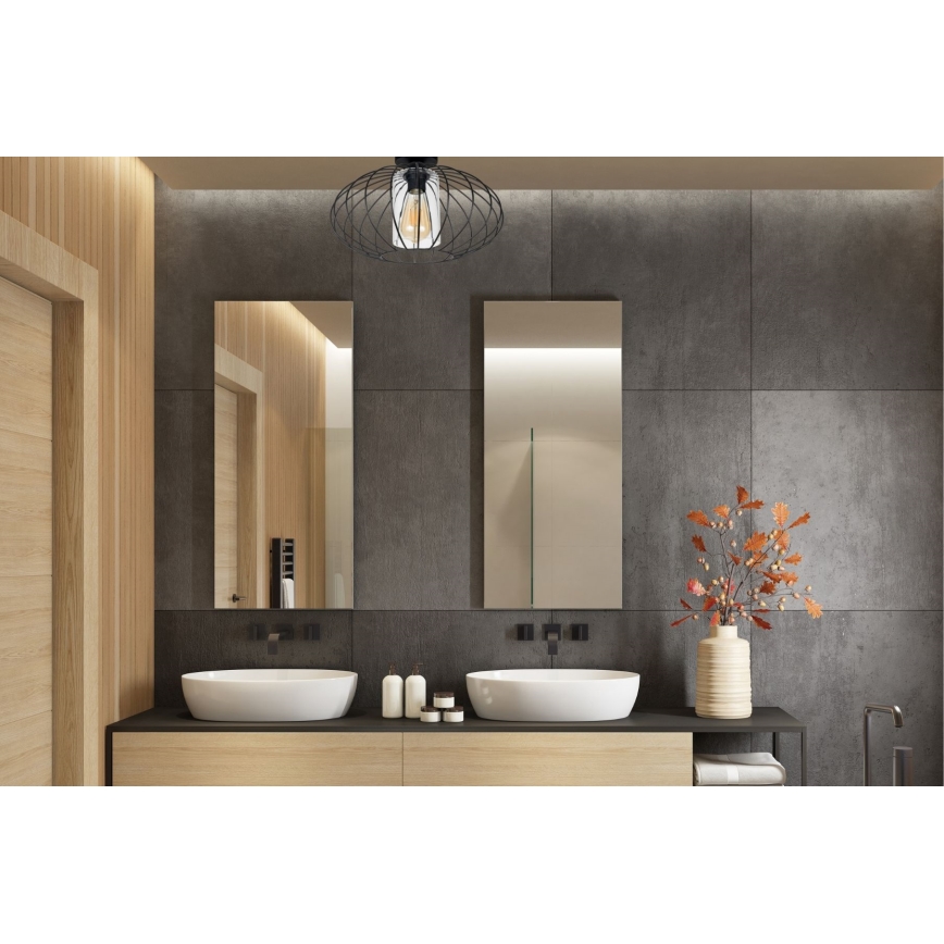 Lampadario a plafone CORRINI 1xE27/60W/230V diametro 34 cm nero/limpido