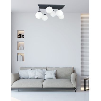 Lampadario a plafone DEA 6xE14/60W/230V nero/bianco