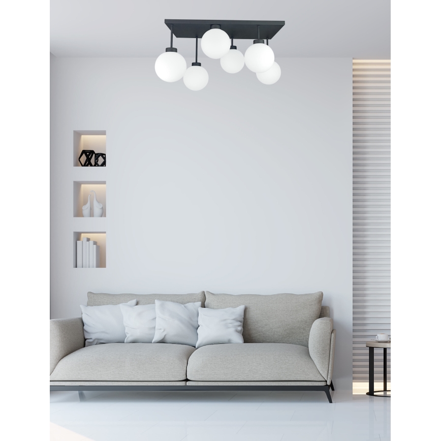 Lampadario a plafone DEA 6xE14/60W/230V nero/bianco