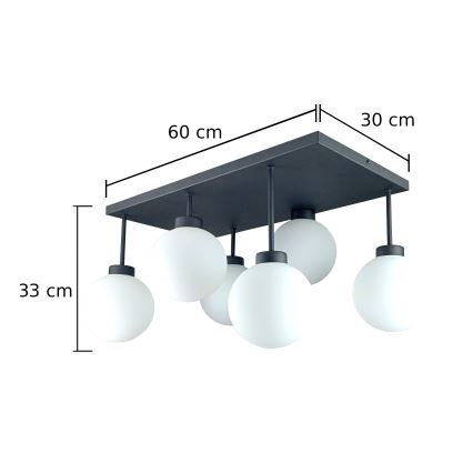 Lampadario a plafone DEA 6xE14/60W/230V nero/bianco