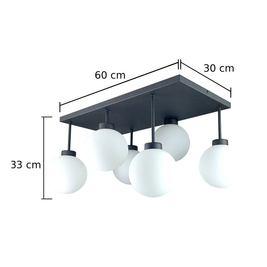 Lampadario a plafone DEA 6xE14/60W/230V nero/bianco