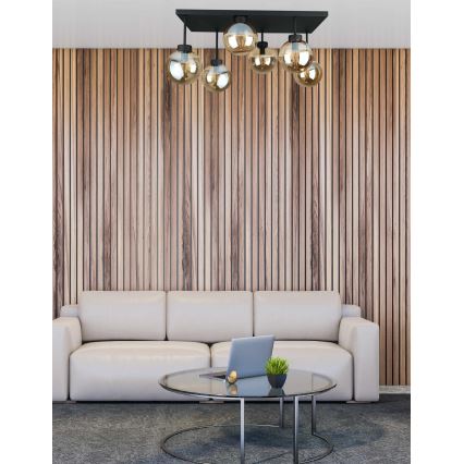 Lampadario a plafone DEA 6xE14/60W/230V nero/fumé beige