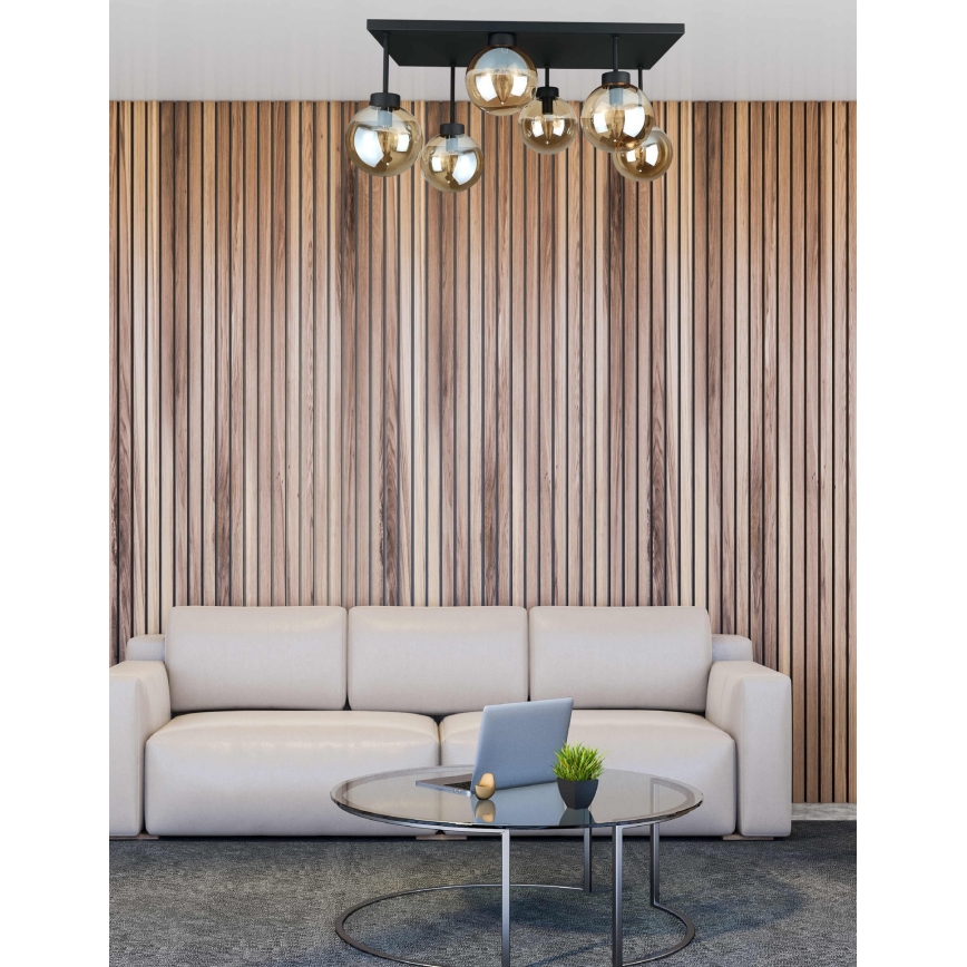 Lampadario a plafone DEA 6xE14/60W/230V nero/fumé beige