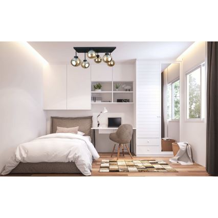 Lampadario a plafone DEA 6xE14/60W/230V nero/fumé beige