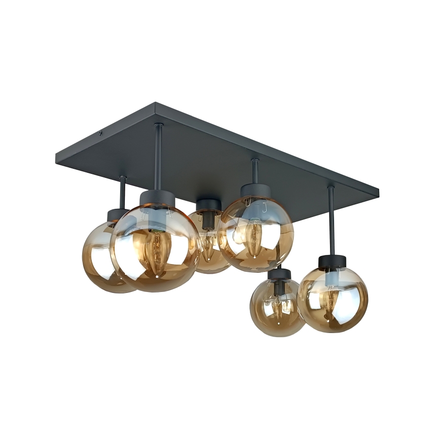 Lampadario a plafone DEA 6xE14/60W/230V nero/fumé beige