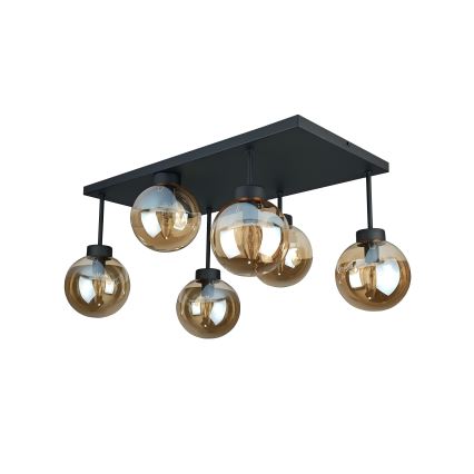 Lampadario a plafone DEA 6xE14/60W/230V nero/fumé beige