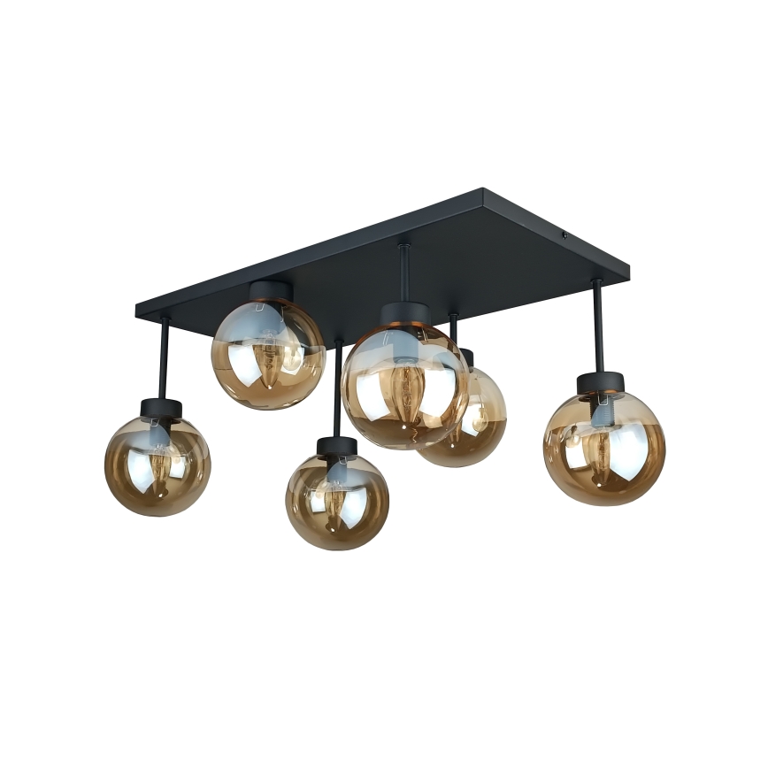 Lampadario a plafone DEA 6xE14/60W/230V nero/fumé beige