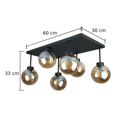 Lampadario a plafone DEA 6xE14/60W/230V nero/fumé beige