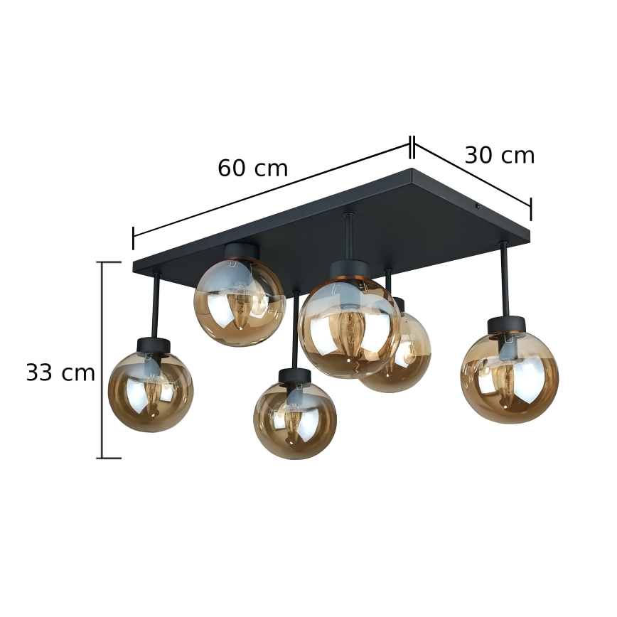 Lampadario a plafone DEA 6xE14/60W/230V nero/fumé beige