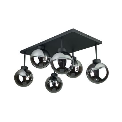 Lampadario a plafone DEA 6xE14/60W/230V nero/fumé nero