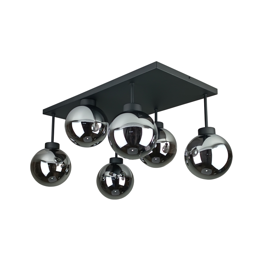Lampadario a plafone DEA 6xE14/60W/230V nero/fumé nero