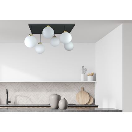 Lampadario a plafone DEA 6xE14/60W/230V nero/oro/bianco