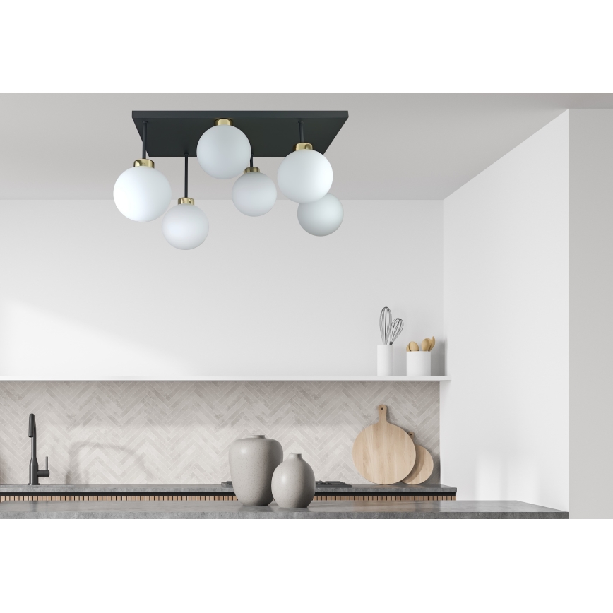 Lampadario a plafone DEA 6xE14/60W/230V nero/oro/bianco