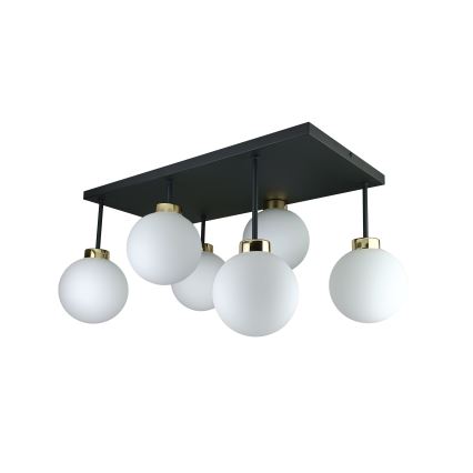 Lampadario a plafone DEA 6xE14/60W/230V nero/oro/bianco