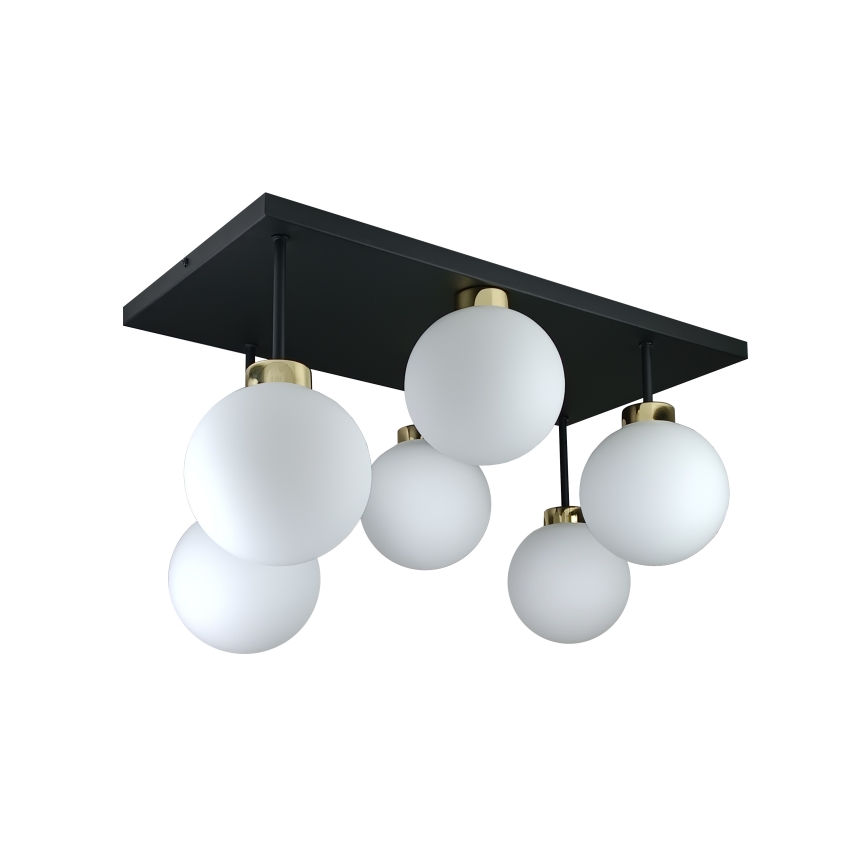 Lampadario a plafone DEA 6xE14/60W/230V nero/oro/bianco