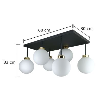Lampadario a plafone DEA 6xE14/60W/230V nero/oro/bianco