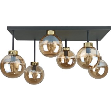 Lampadario a plafone DEA 6xE14/60W/230V nero/oro/fumé beige