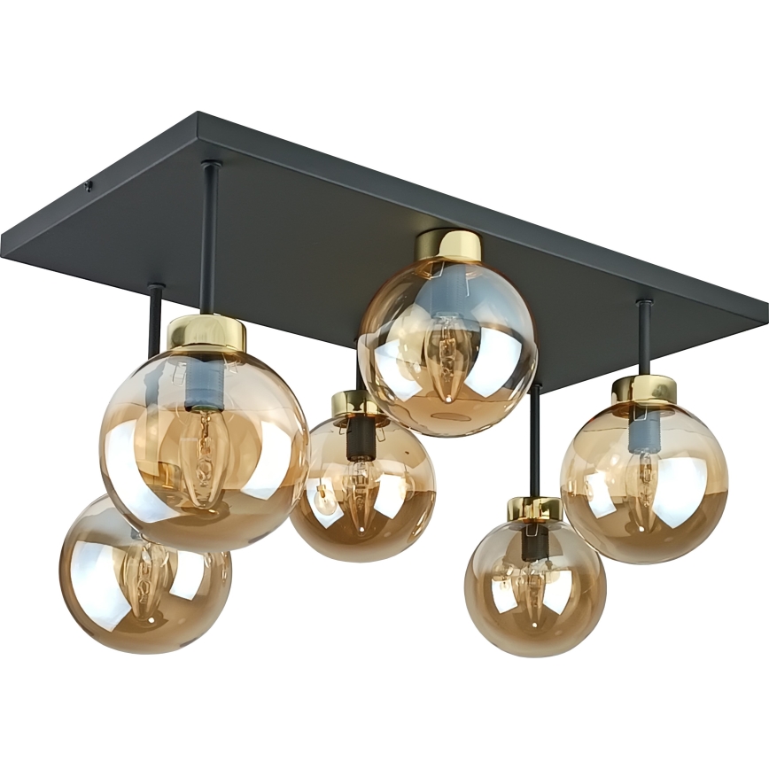 Lampadario a plafone DEA 6xE14/60W/230V nero/oro/fumé beige