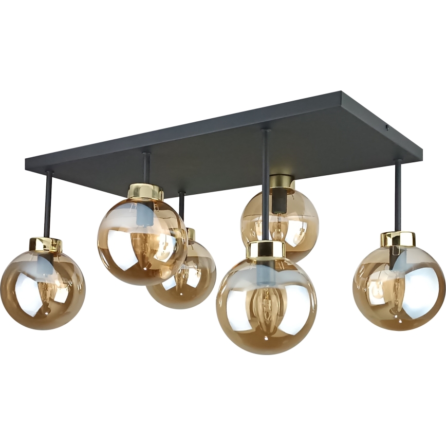 Lampadario a plafone DEA 6xE14/60W/230V nero/oro/fumé beige